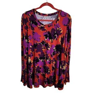 Logo Lori Goldstein Colorful Art To Wear Scoop Neck Tunic Top Size 1X